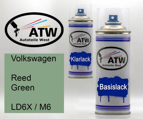 Volkswagen, Reed Green, LD6X / M6: 400ml Sprühdose + 400ml Klarlack - Set, von ATW Autoteile West.